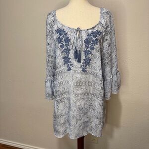 Catherine’s Blue Print Tunic Blouse Size 1X (18-20W)